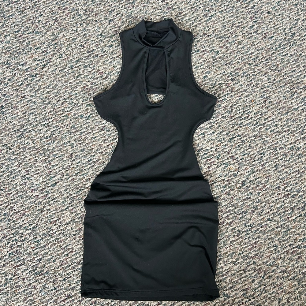 Black Cutout Bodycon Dress - Women's Elegant Evening Dress